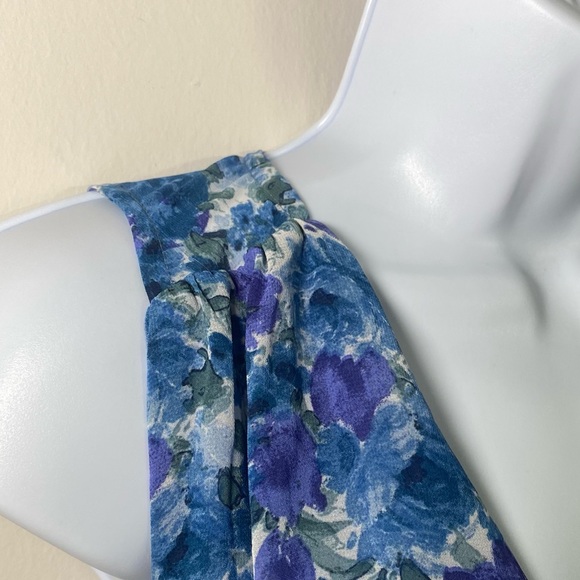 Lulu's Floral Blue/Purple Ruffle V-neck Dress - Picture 3 of 8